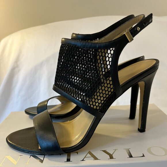 Ann Taylor "Leigh" Mesh Slingback Black Sandals - Size 10M - Picture 1 of 15